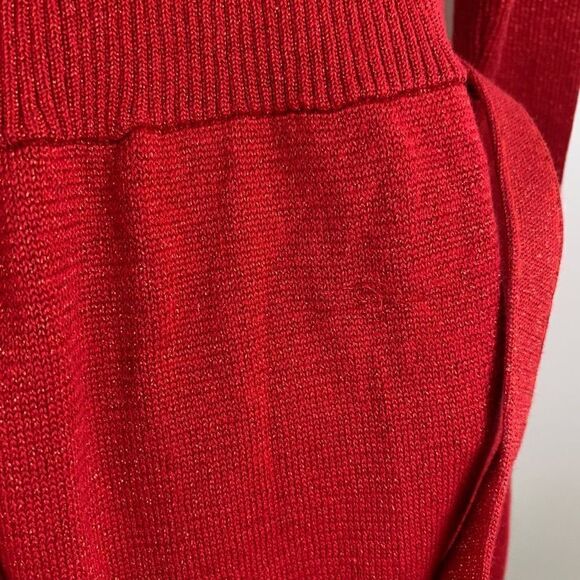 Free People Red Knit Sweater Belted Mini Dress Long Sleeve - Picture 9 of 14